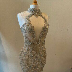 Darius Cordell  - Short Crystal Beaded Cocktail Dress